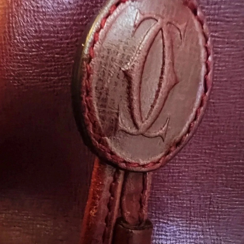 CARTIER Ox Blood Burgundy Rouge Leather Drawstring Bucket Bag -VINTAGE OLD MONEY - Picture 2 of 8